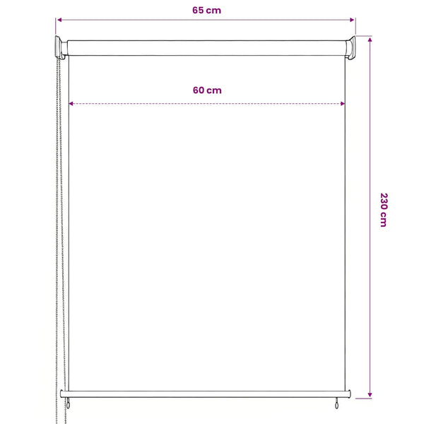 Rullaverho ulkotiloihin 65(L)x230(K) cm Antrasiitti