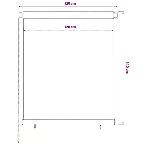 Rullaverho ulkotiloihin 125(L)x140(K) cm ruskea