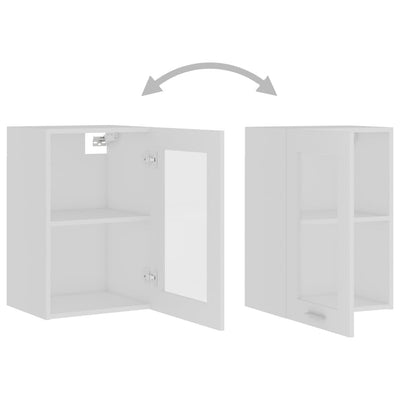 Valkoinen seinäkaappi lasilla Pompilas 40x31x60cm (puinen)