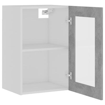 Betoninharmaa seinäkaappi lasilla Pompilas 40x31x60cm (puinen)