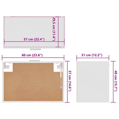 Valkoinen seinäkaappi Pompilas 60x31x40cm (puinen)
