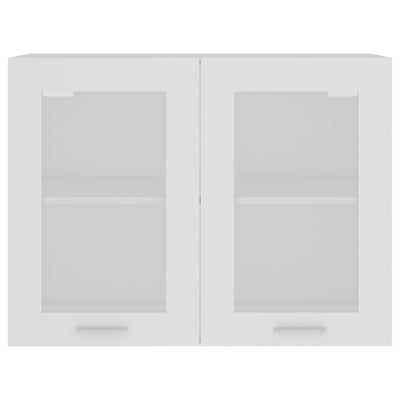 Valkoinen seinäkaappi lasilla Pompilas 80x31x60cm (puinen)