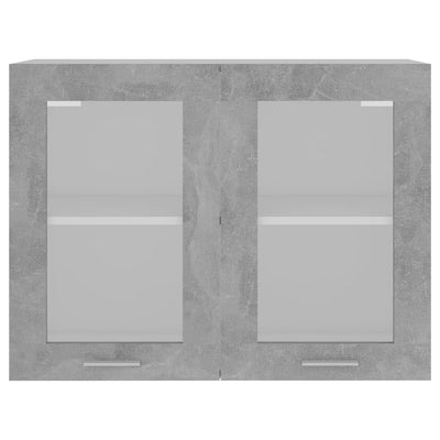 Seinäkaappi lasilla betoninharmaa 80x31x60 cm tekninen puu