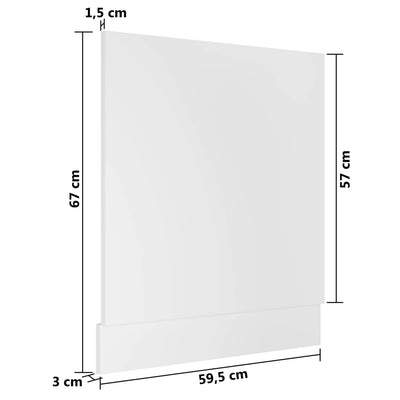 Astianpesukoneen paneeli valkoinen 59,5x3x67 cm lastulevy