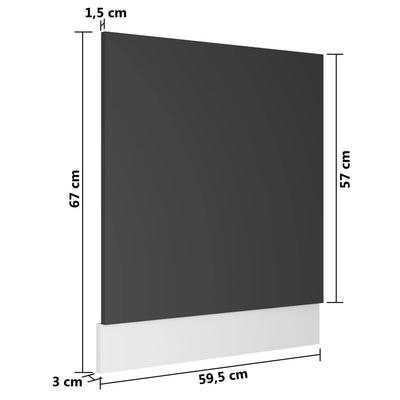 Astianpesukoneen paneeli harmaa 59,5x3x67 cm tekninen puu