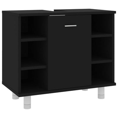 Kylpyhuonekaappi musta 60x32x53,5 cm tekninen puu