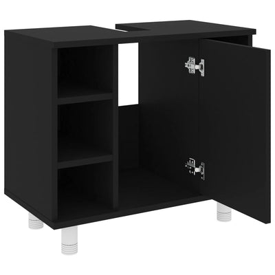 Kylpyhuonekaappi musta 60x32x53,5 cm tekninen puu