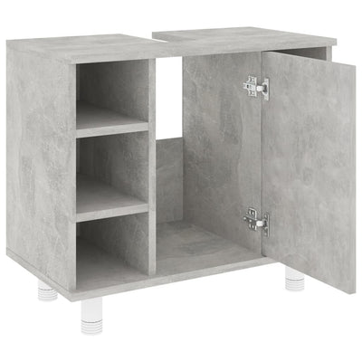 Kylpyhuonekaappi betoninharmaa 60x32x53,5 cm tekninen puu