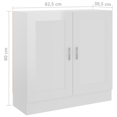 Kirjahylly korkeakiilto valkoinen 82,5x30,5x80 cm tekninen puu