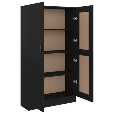 Kirjahylly musta 82,5x30,5x150 cm tekninen puu