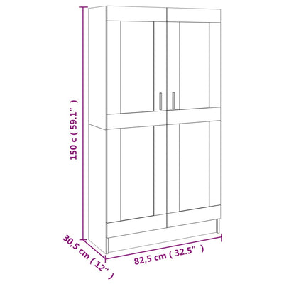 Kirjahylly betoninharmaa 82,5x30,5x150 cm lastulevy