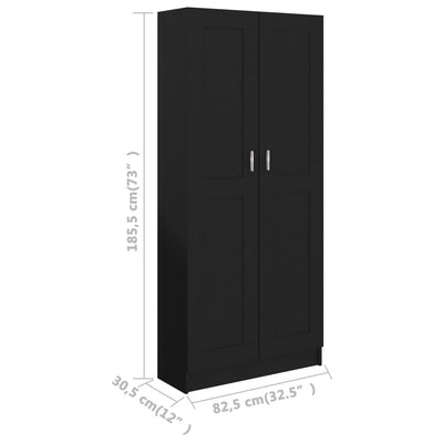 Kirjahylly musta 82,5x30,5x185,5 cm tekninen puu