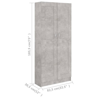 Kirjahylly betoninharmaa 82,5x30,5x185,5 cm tekninen puu
