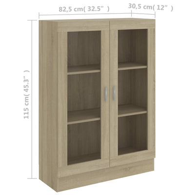 Vitriinikaappi Sonoma-tammi 82,5x30,5x115 cm tekninen puu
