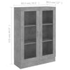Vitriinikaappi betoninharmaa 82,5x30,5x115 cm tekninen puu