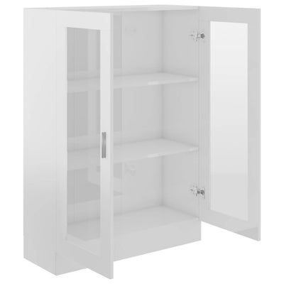 Vitriinikaappi korkeakiilto valk. 82,5x30,5x115 cm tekninen puu