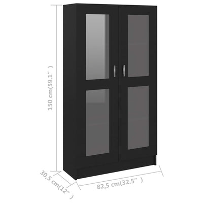 Vitriinikaappi musta 82,5x30,5x150 cm tekninen puu