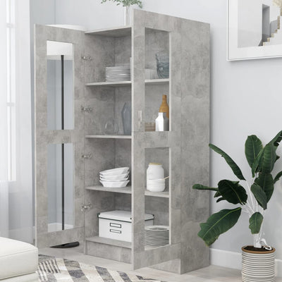 Vitriinikaappi betoninharmaa 82,5x30,5x150 cm tekninen puu