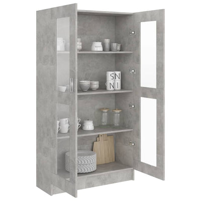 Vitriinikaappi betoninharmaa 82,5x30,5x150 cm tekninen puu