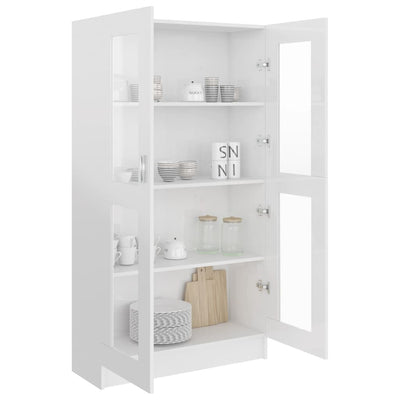 Vitriinikaappi korkeakiilto valk. 82,5x30,5x150 cm tekninen puu