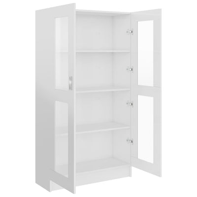 Vitriinikaappi korkeakiilto valk. 82,5x30,5x150 cm tekninen puu