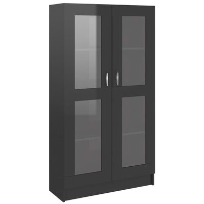 Vitriinikaappi korkeakiilto musta 82,5x30,5x150 cm lastulevy