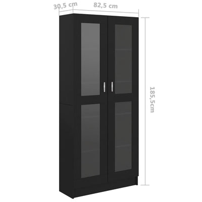 Vitriinikaappi musta 82,5x30,5x185,5 cm tekninen puu