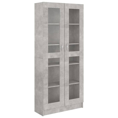 Vitriinikaappi betoninharmaa 82,5x30,5x185,5 cm tekninen puu