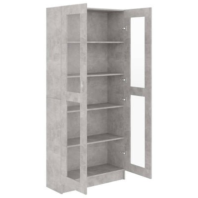 Vitriinikaappi betoninharmaa 82,5x30,5x185,5 cm tekninen puu