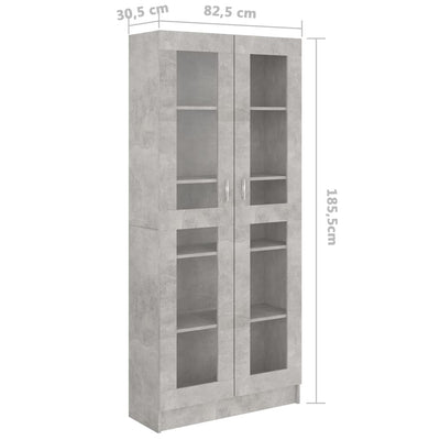 Vitriinikaappi betoninharmaa 82,5x30,5x185,5 cm tekninen puu
