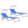 312457 Folding Sun Loungers with Roof 2 pcs Aluminium&Textilene Blue - Vuodevaatteet