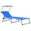 312457 Folding Sun Loungers with Roof 2 pcs Aluminium&Textilene Blue - Vuodevaatteet