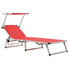 312459 Folding Sun Loungers with Roof 2 pcs Aluminium&Textilene Red - Vuodevaatteet