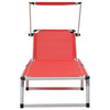 312459 Folding Sun Loungers with Roof 2 pcs Aluminium&Textilene Red - Vuodevaatteet