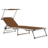 312461 Folding Sun Loungers with Roof 2 pcs Aluminium&Textilene Brown - Vuodevaatteet