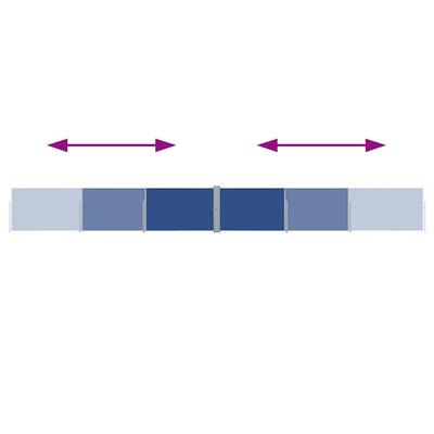 Sininen sisäänvedettävä terassin sivumarkiisi Solimna 140x1200cm