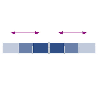 Sininen sisäänvedettävä terassin sivumarkiisi Snr 170x1200cm