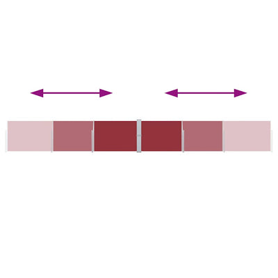 Punainen sisäänvedettävä terassin sivumarkiisi Snr 170x1200cm