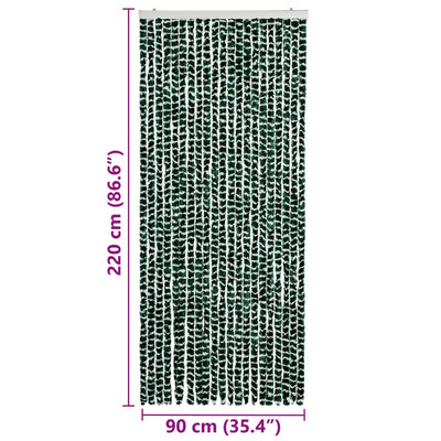 Vihreä ja valkoinen hyönteisverho Septilici 90x220cm (chenille)