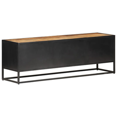 TV-taso 120x30x40 cm karkea mangopuu ja luonnollinen ruoko