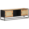 TV-taso 120x30x40 cm karkea mangopuu ja luonnollinen ruoko
