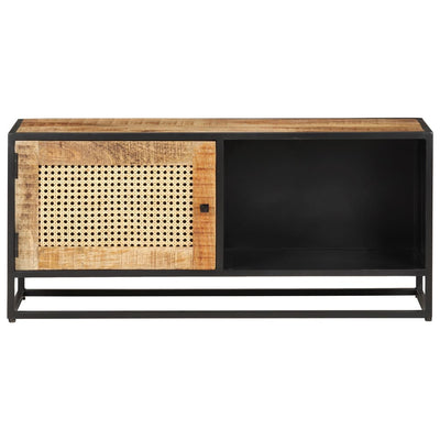 TV-taso 90x30x40 cm karkea mangopuu ja luonnollinen ruoko