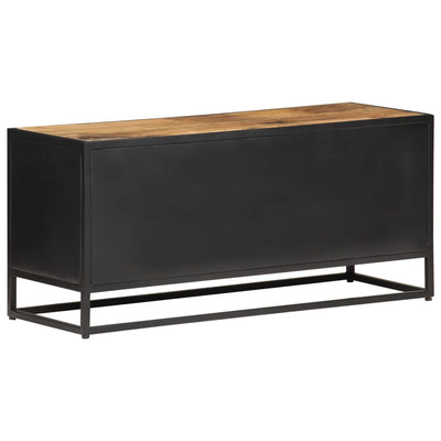 TV-taso 90x30x40 cm karkea mangopuu ja luonnollinen ruoko