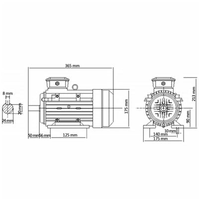 3-vaiheinen sähkömoottori alumiini 2,2kW/3HP 2-napainen 2840RPM