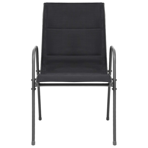 Puutarhatuolit Verturica, mustat ja pinottavat (2 kpl, teräs ja textilene)