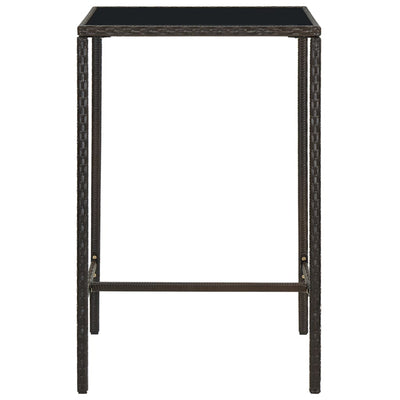 Puutarhan baaripöytä ruskea 70x70x110 cm polyrottinki ja lasi