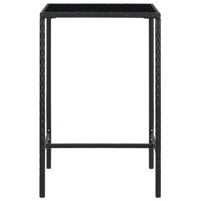 Puutarhan baaripöytä musta 70x70x110 cm polyrottinki ja lasi