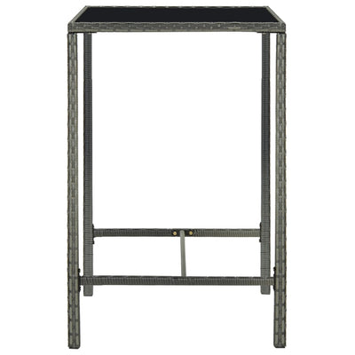 Harmaa puutarhan baaripöytä Lani 70x70x110cm (polyrottinki ja lasi)