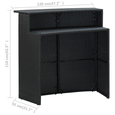 Puutarhan baaripöytä musta 120x55x110 cm polyrottinki