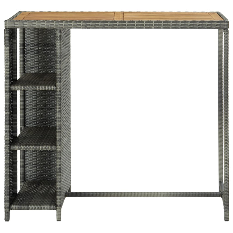 Baaripöytä Maran harmaalla säilytystelineellä 120x60x110cm (polyrottinki)